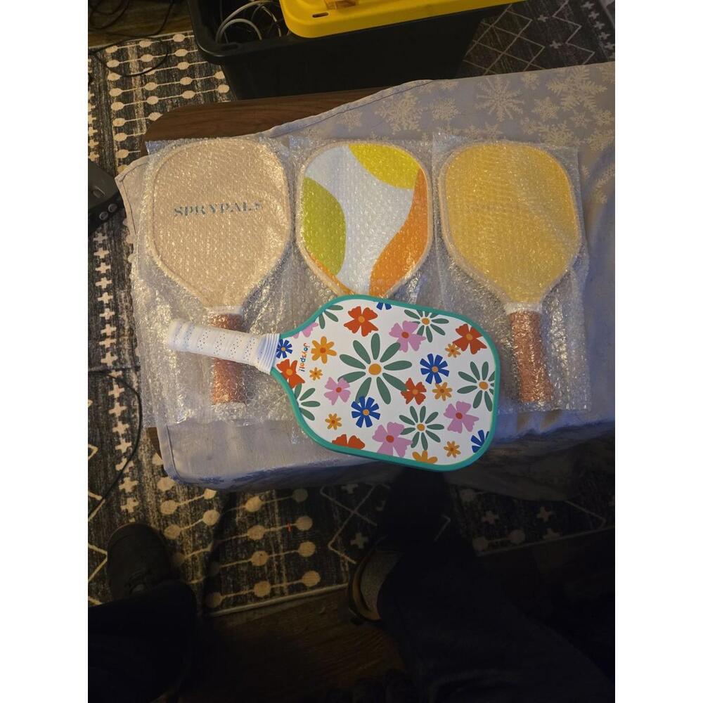 Set of 4 Joyspot & Sprypals Pickleball Paddles - Floral & Abstract Designs